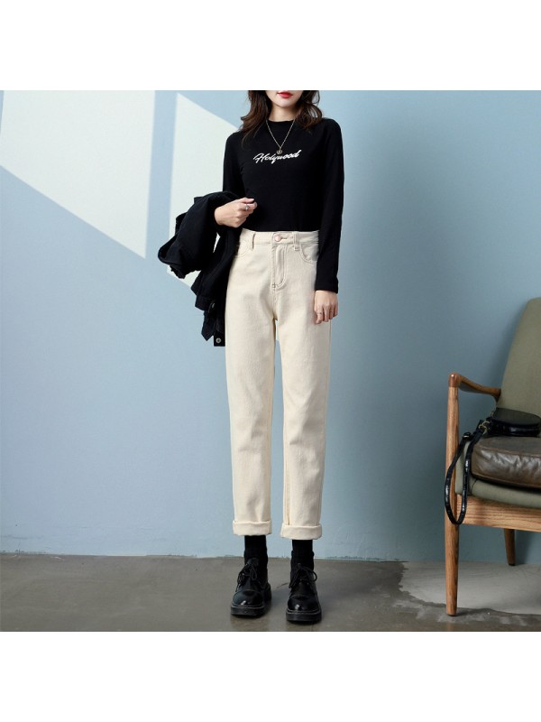 Straight Denim Jeans For Spring/summer 2023 New Live Streaming Women's Loose Fitting High Waisted Slim Smoke Pipe Pants With Nine Point Apricot Black Pants