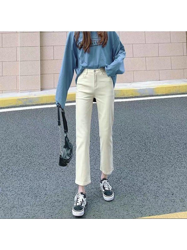 High Waist Jeans For Women 2023 Autumn/Winter Plush New Vintage, Simple, Slim Fit, Versatile Straight Leg Trouser Fashion