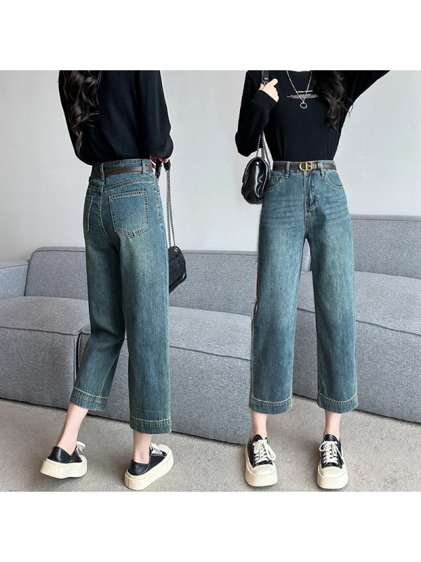 Early Autumn New Jeans Women's 2023 Small 8/9 High Waist Slim Straight Leg Wide Leg Pants