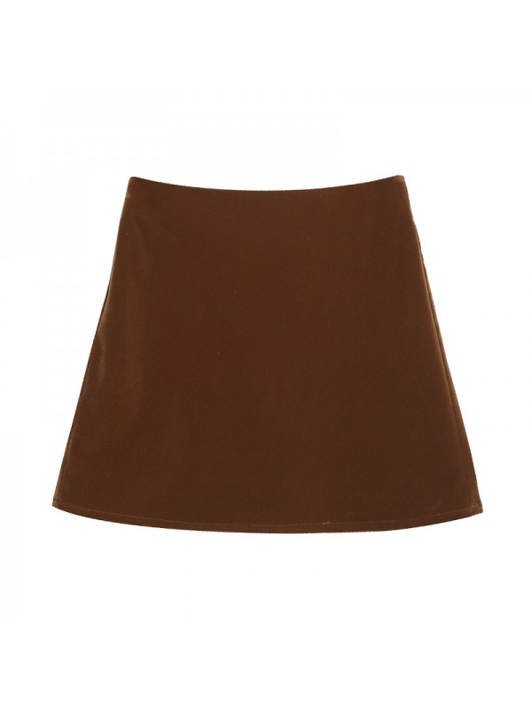 Yi En Ou Inbyin Velvet Half Skirt A Short Skirt Women's Slim High Waist Skirt Maillard Women's Winter Skirt