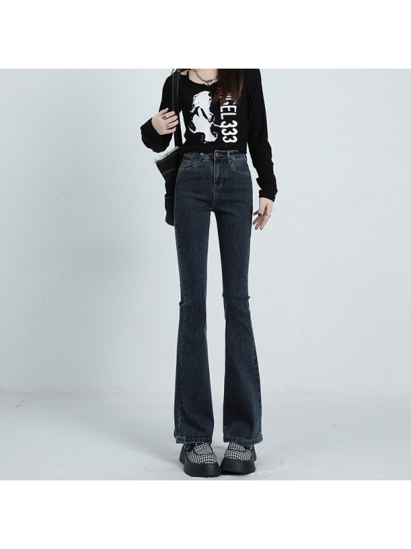 Black Micro Flared Jeans For Women In Summer, Small Stature, High Waist, Flared Pants, Slim Fit, And High Retro Horseshoe Pants