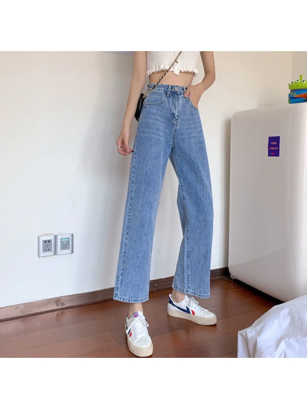 Split Back Wide Leg Jeans For Women, Large Size, Chubby Mm, Small Stature, High Waist, Straight Tube, Loose Fit, Crotch Covering, And Slim Cropped Pants